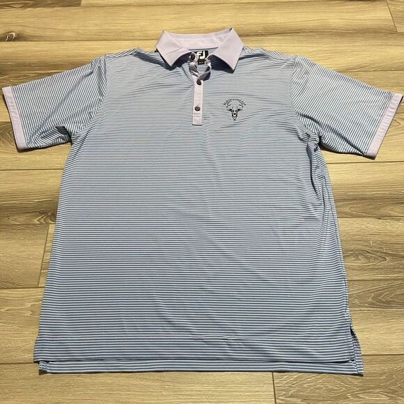 FJ Footjoy Men's Golf‎ Polo Pastel Striped Shirt Medium - Picture 1 of 7